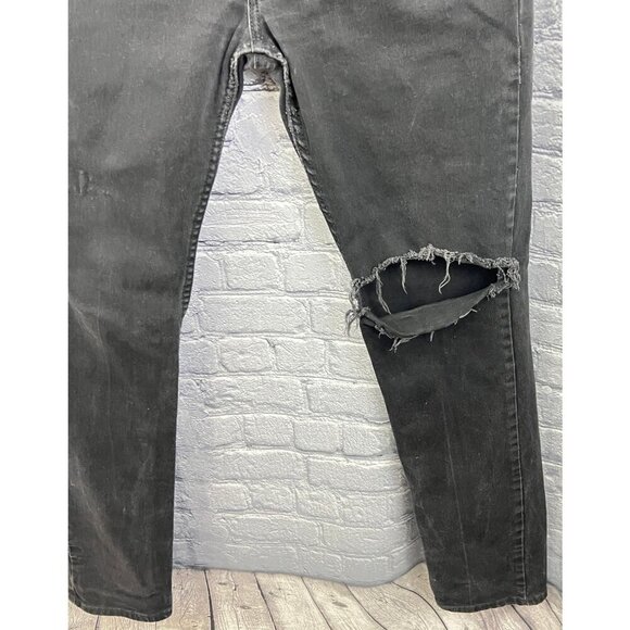 Levi's 511 Black Slim Fit Mens Jeans 34 x 34 Distressed Ripped - Picture 7 of 8